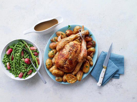 Summer Roast Chicken with New Potatoes and Warm Salad