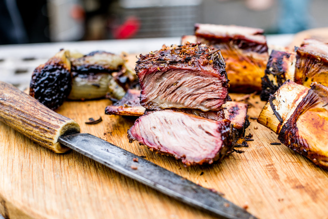 Slow cooked BBQ short ribs with a cocoa & coffee marinade