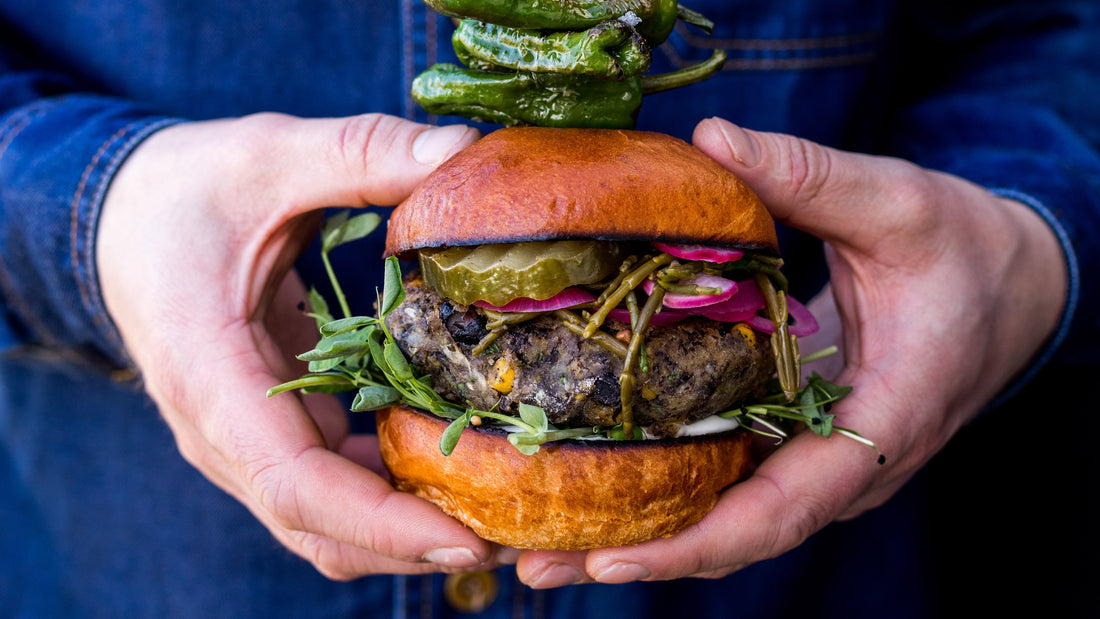 Cowboy Vegan Burger with Cornish Sea Salt Roasting blend