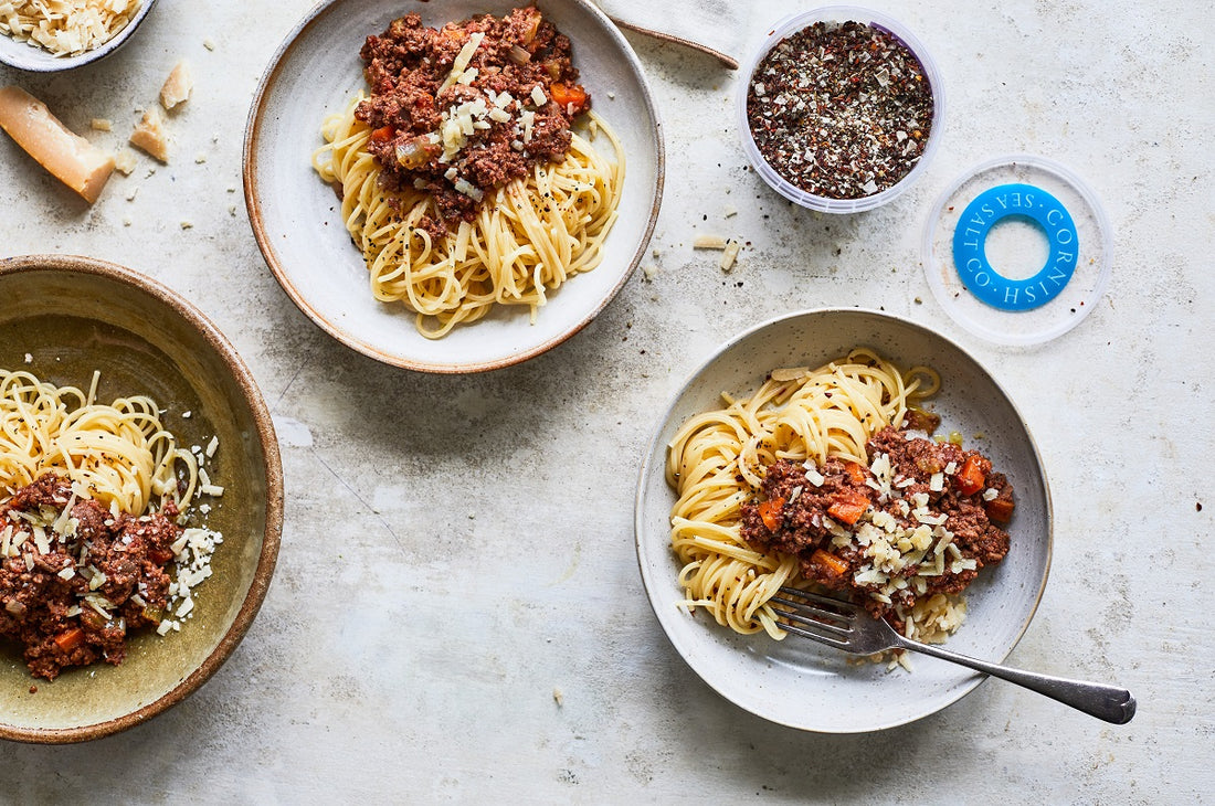 Easy Slow Cooker Bolognese Recipe with Cornish Sea Salt & Peppery