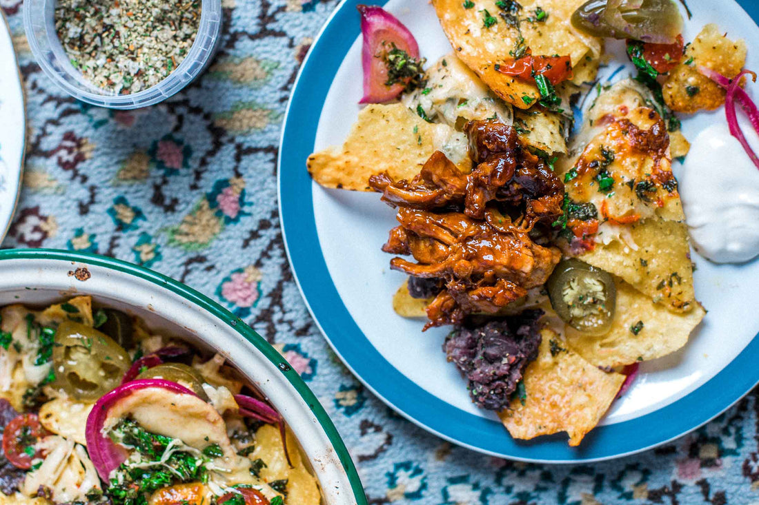 Loaded Nachos with Refried Beans