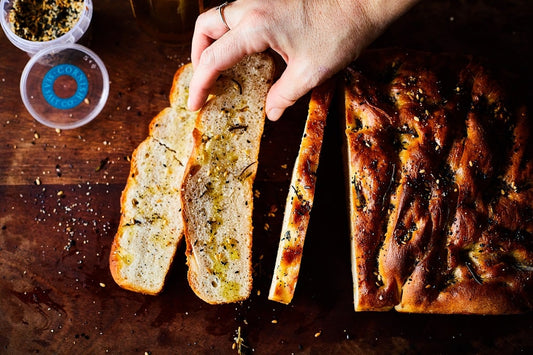 Focaccia with Cornish Sea Salt and Elly Curshen Supper Seed Topper