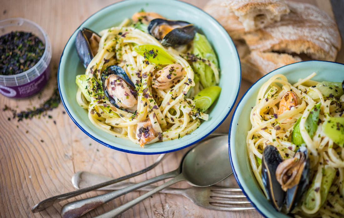 Cornish Mussels with Leeks, Parsley and Smoked Sea Salt