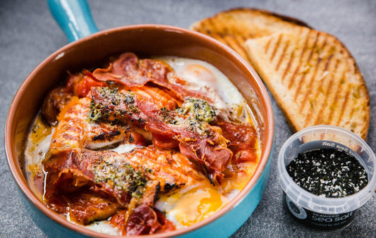 Oven Baked Egg with Salmon and Seaweed Sea Salted butter