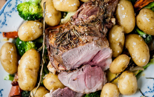 Roast Leg of Lamb with Mint and Caper Sauce