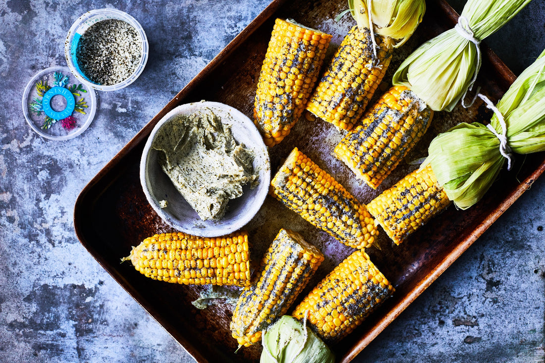 Corn on the cob smothered in Cornish seaweed salt butter